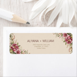Étiquette de retour d'adresse de mariage florale r