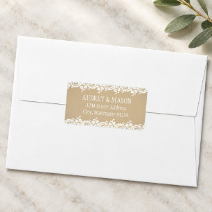 Étiquette de retour d'adresse de mariage Kraft et