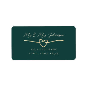 Étiquette de retour d'adresse de mariage Vert Émer