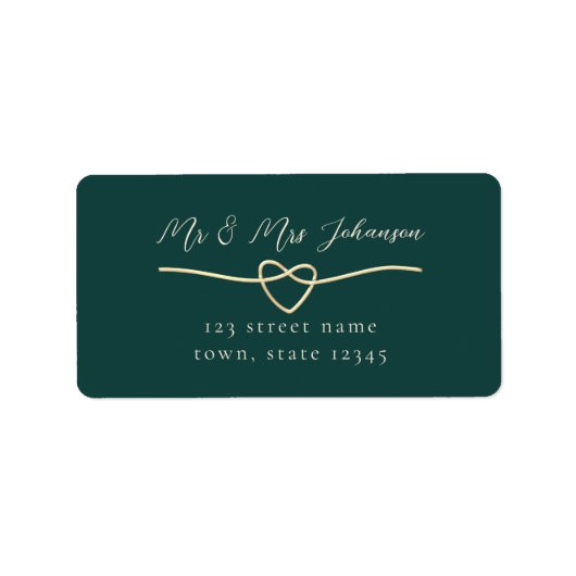Étiquette de retour d'adresse de mariage Vert Émer (Devant)