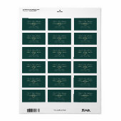 Étiquette de retour d'adresse de mariage Vert Émer (Feuille entière)