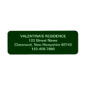 Étiquette de retour d'adresse de mariage vert fonc (Devant)