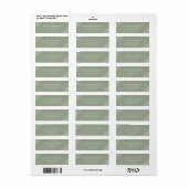 Étiquette de retour d'adresse de mariage Vert Saug (Feuille entière)