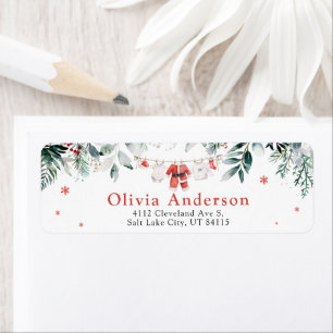 Étiquette de retour d'adresse de Père Noël rouge p