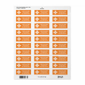 Étiquette de retour d'adresse en orange Mode multi (Feuille entière)