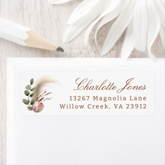 Étiquette de retour d'adresse florale automnale él (En situation)