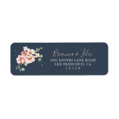 Étiquette de retour d'adresse florale de rose de j (Devant)