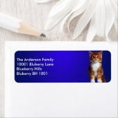 Étiquette de retour d'adresse Ginger Cat Blue Labe (En situation)