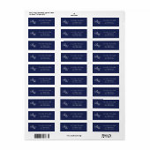 Étiquette de retour d'adresse Monogramme Bleu Élég (Feuille entière)