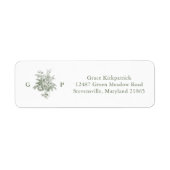 Étiquette de retour d'adresse Monogramme Vert Saug (Devant)