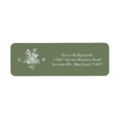 Étiquette de retour d'adresse Monogramme Vert Saug (Devant)