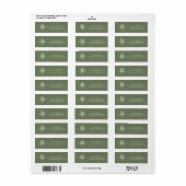 Étiquette de retour d'adresse Monogramme Vert Saug (Feuille entière)