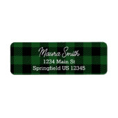 Étiquette de retour d'adresse plaid de buffle vert (Devant)
