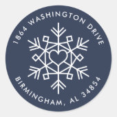 Étiquette de retour d'adresse ronde des flocons ca (Devant)