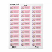 Étiquette de retour d'adresse Rose Clair pour Bébé (Feuille entière)