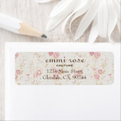 Étiquette de retour d'adresse vintage rose minuscu (En situation)