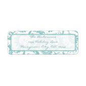 Étiquette de retour Damask Swirl Aqua Blue (Devant)