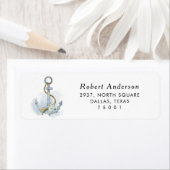 Étiquette de retour d'Ancres florales bleu Dusty (En situation)