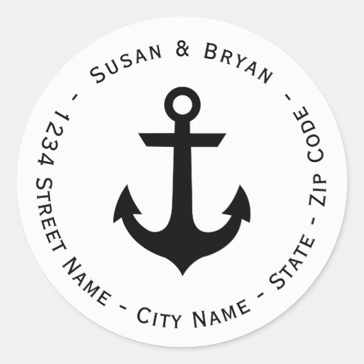 Étiquette de retour d'Ancres nautiques circulaires (Devant)