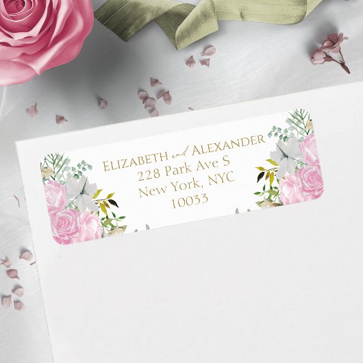 Étiquette de retour d'aquarelle de mariage de prin