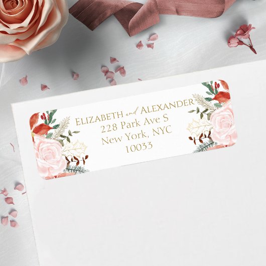 Étiquette de retour d'aquarelle de mariage d'hiver