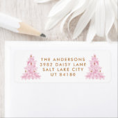 Étiquette de retour d'arbre de Noël rose moderne (En situation)