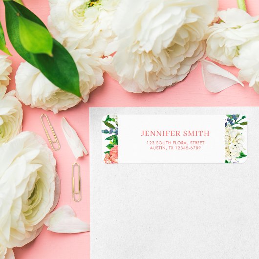 Étiquette de Retour de Baby Shower Hydrangea Rose 