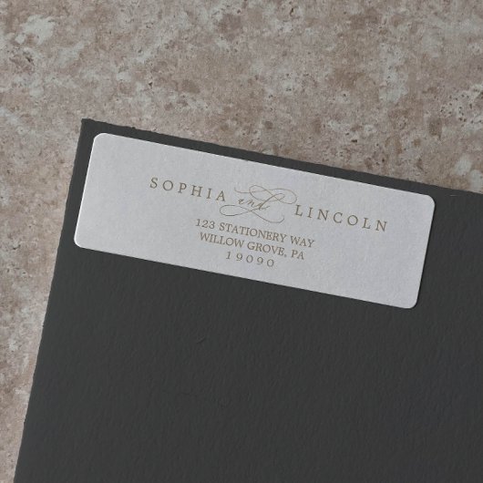 Étiquette de retour de calligraphie d'or romantiqu