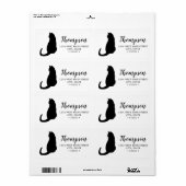 Étiquette de retour de chat noir mignon (Feuille entière)