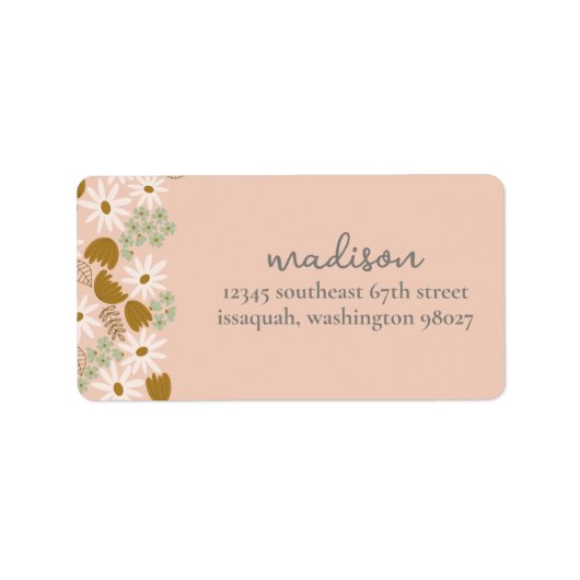 Étiquette de retour de Fêtes des mariées florales  (Devant)