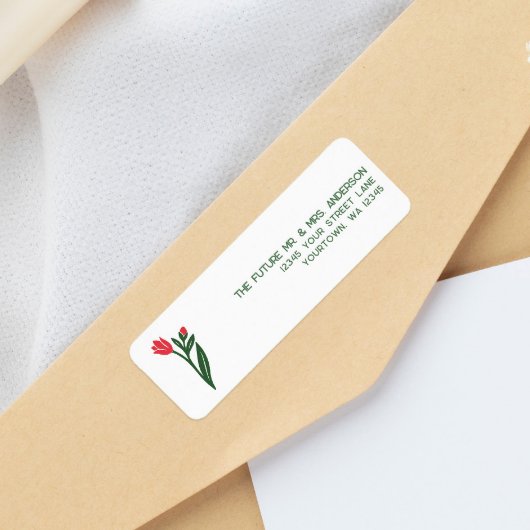 Étiquette de retour de fleurs de mariage tulipe d'