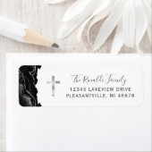 Étiquette de retour de la croix argentée noire (En situation)