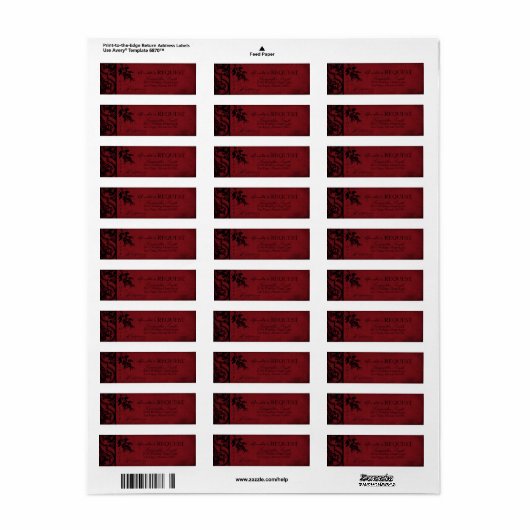 Étiquette de retour de la mariée Vampire C (Feuille entière)