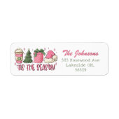 Étiquette de retour de la saison de Noël rose (Devant)