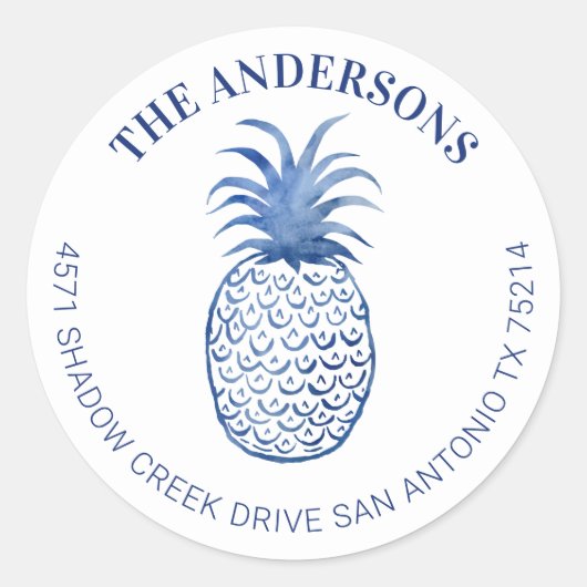 Étiquette de retour de l'ananas tropical hawaïen (Devant)