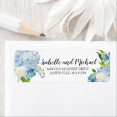 Étiquette de retour de l'aquarelle bleue et blanch (En situation)