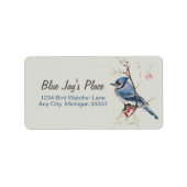 Étiquette de retour de l'aquarelle Blue Jay (Devant)