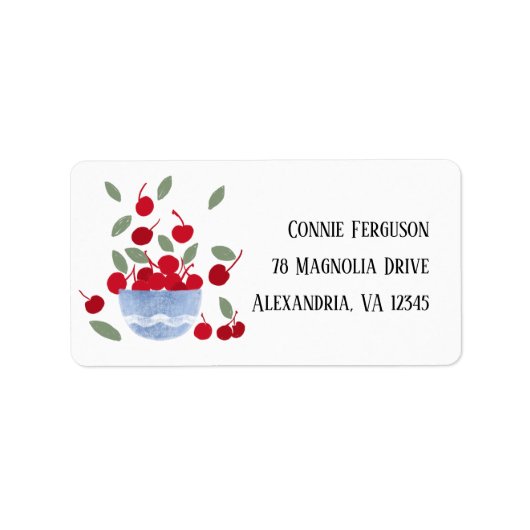 Étiquette De Retour De L'Aquarelle De Cerises (Devant)
