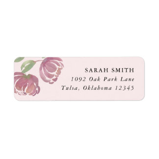 Étiquette de retour de l'aquarelle rose pâle
