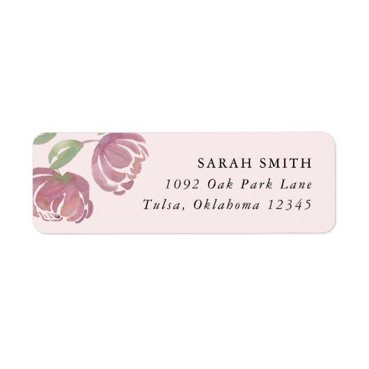 Étiquette de retour de l'aquarelle rose pâle (Devant)