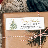 Étiquette de retour de l'arbre de Noël Gold Script