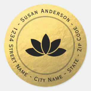 Étiquette de retour de l'huile d'or Lotus noir