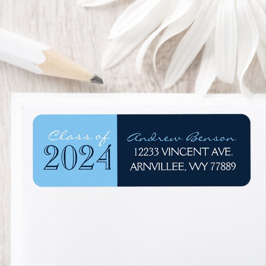 Étiquette de retour de l'inscription Bleu Bébé et