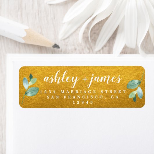 Étiquette de retour de l'or foncé vert du feuillag (En situation)