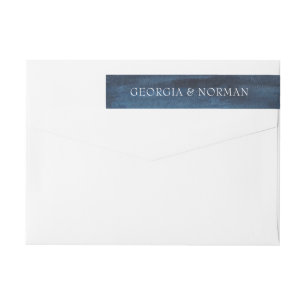 Étiquette de retour de mariage à l'aquarelle bleu