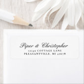 Étiquette de retour de mariage en écriture cursive (En situation)