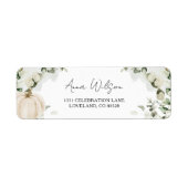 Étiquette de retour de mariage Eucalyptus Citrouil (Devant)