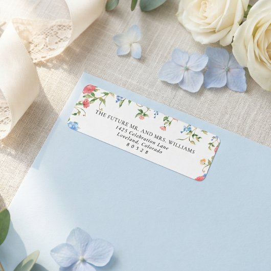 Étiquette de Retour de Mariage Fleur de Champ Élég