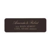 Étiquette de retour de mariage marron élégant (Devant)