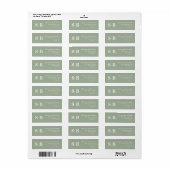 Étiquette de retour de mariage monogramme vert cla (Feuille entière)